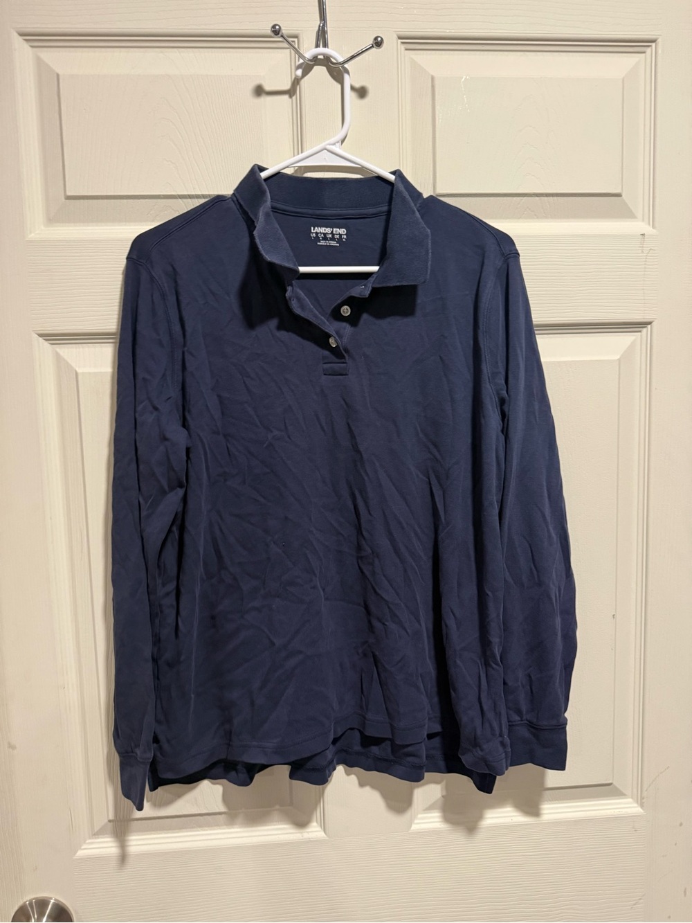 Lands' End Men's Long-Sleeve Polo - Navy Blue
